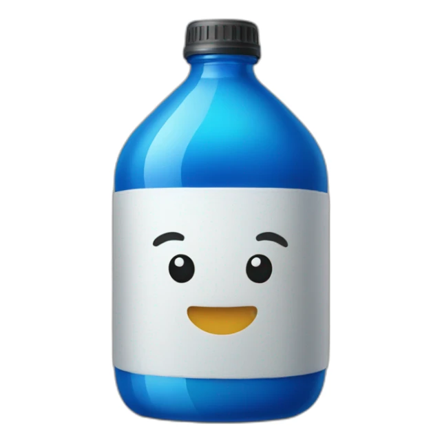 a blue bottle of sode with foams sticker