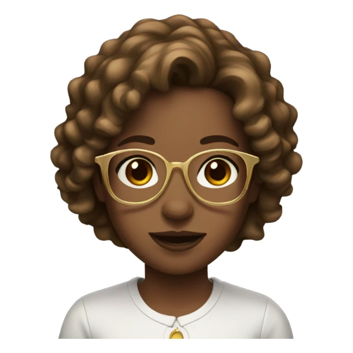 girl with wavy brown hair and gold glasses sticker