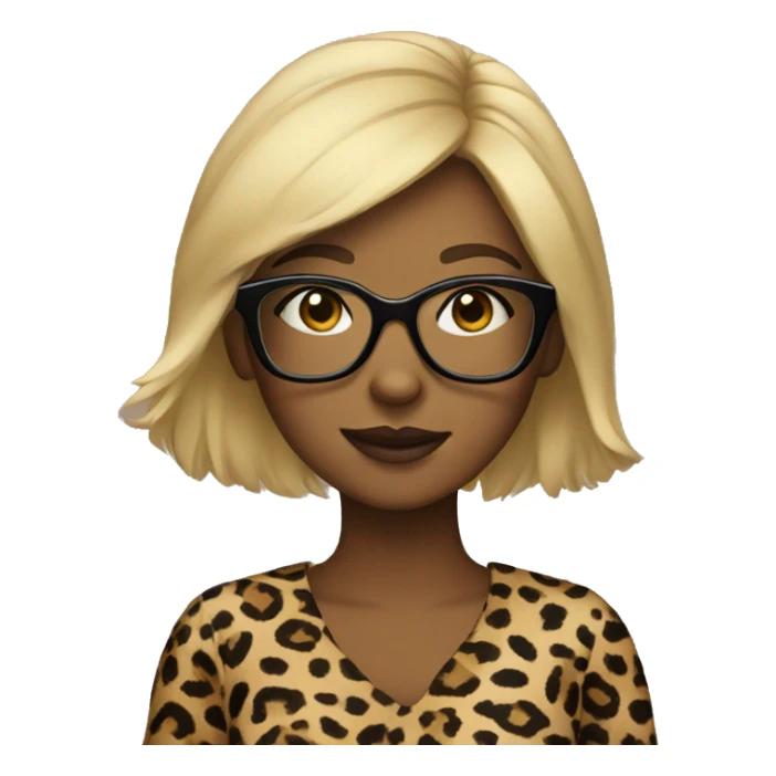 girl in leopard dress and glasses sticker