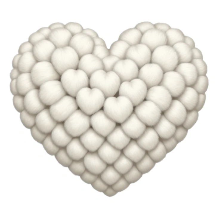 white fur heart, large clumps of wool sticker