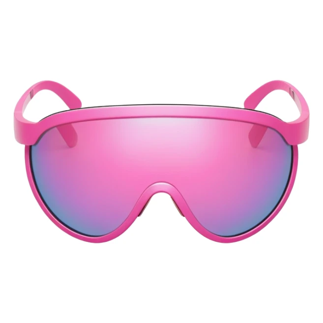 futuristic pink shield visor sunglasses, one-piece lens, Y2K style sticker