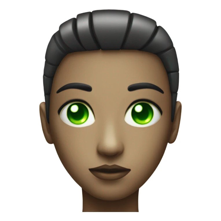 glowing beauty with green eyes robot face serious sticker