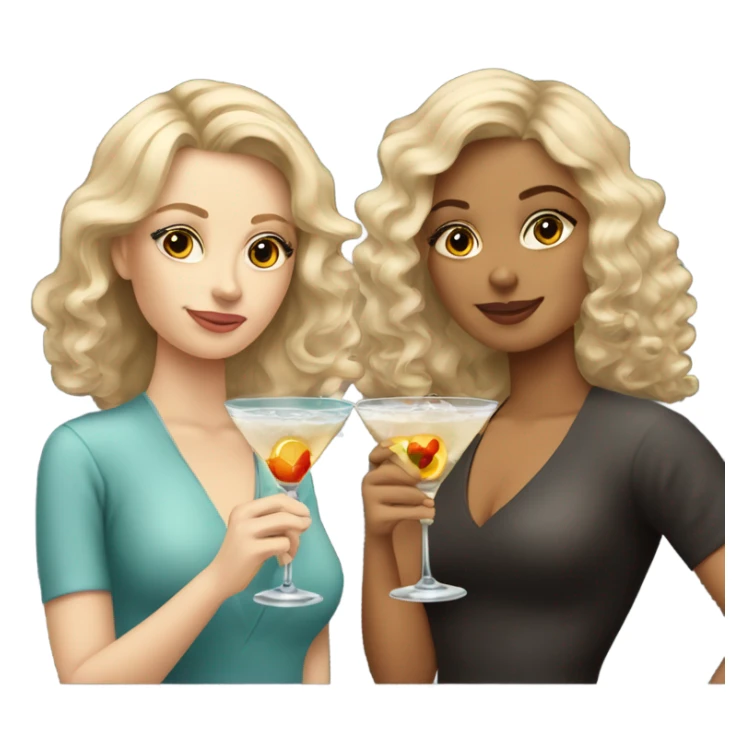  one blonde and one curly brown haired girl drinking martinis sticker