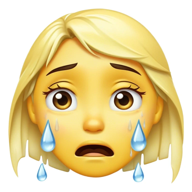 A crying emoji, with tears that freeze sticker