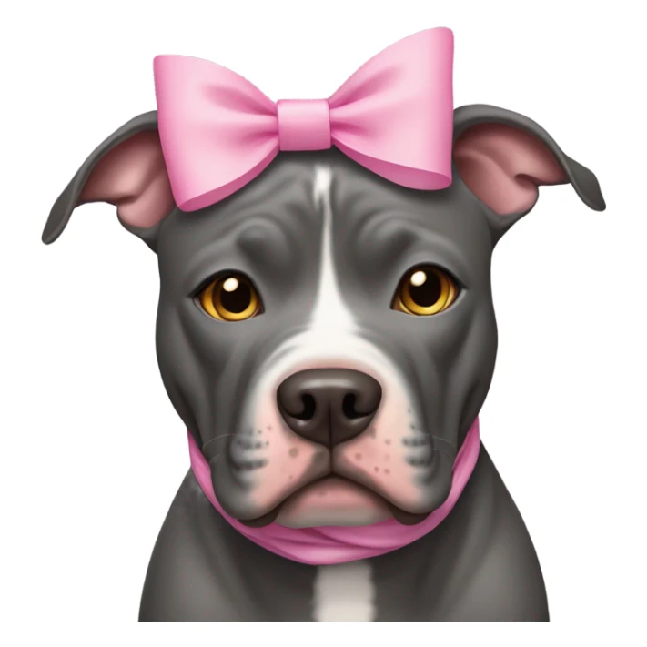 Charcoal grey pitbull with honey colored eyes and pink bows sticker