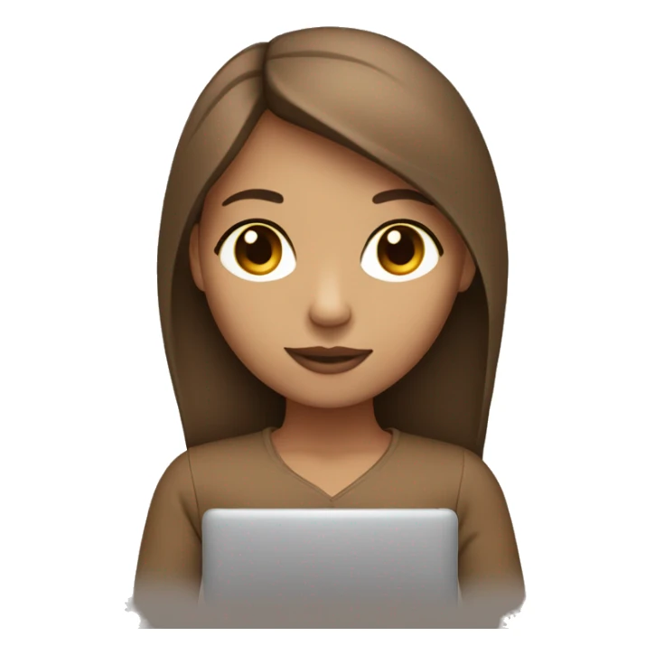 Girl-typing-MacBook-light skin tone-brown hair with middle part sticker