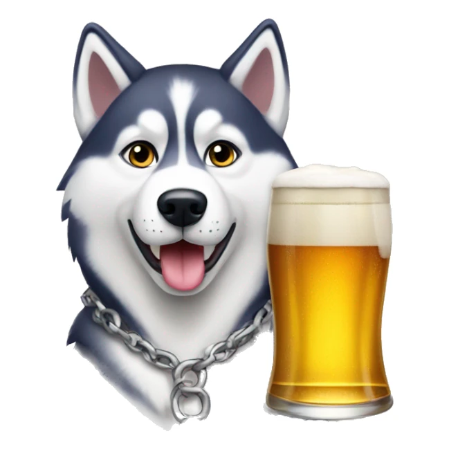 husky with glass of beer sticker