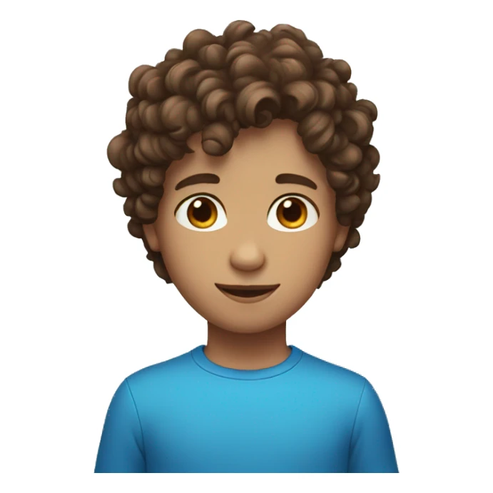 boy with short, brown and curly hair with blue eyes sticker