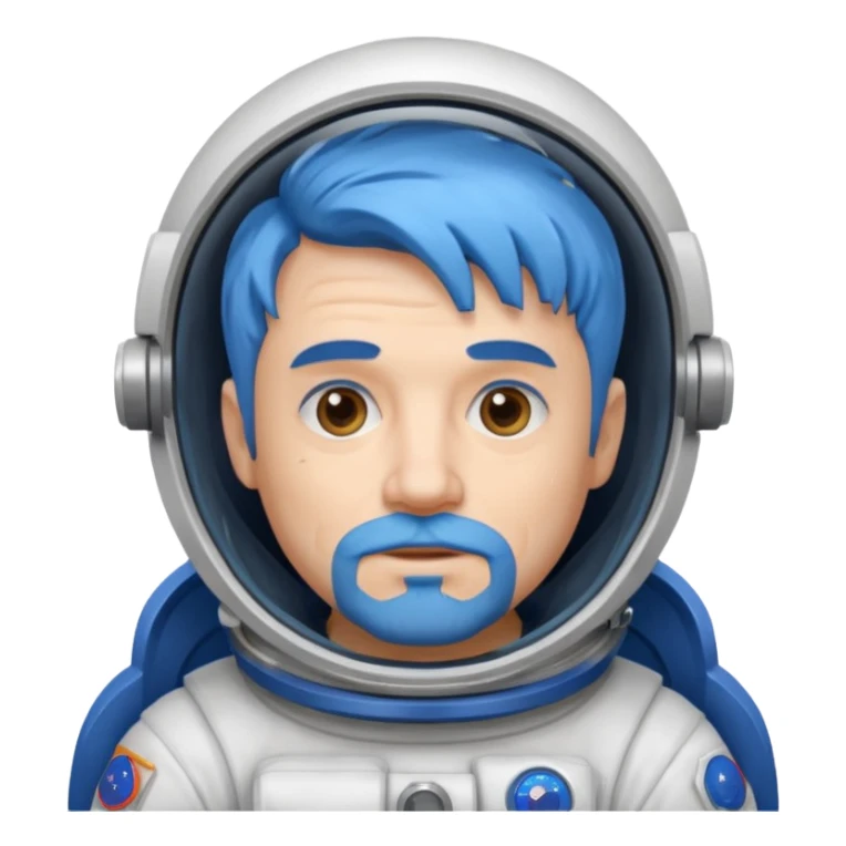 Astronauts, Middle-age, male, white skin, blue hair and blue beard sticker