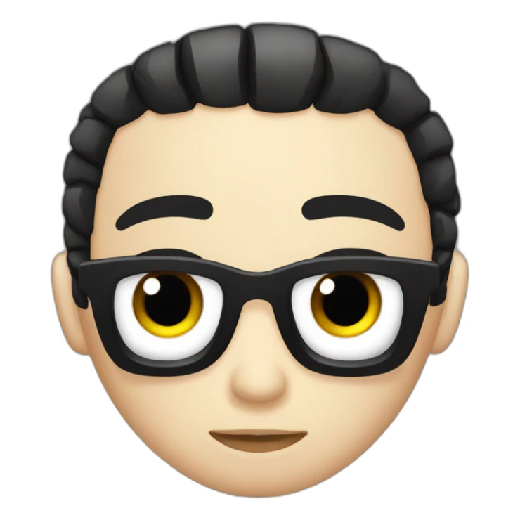 Emo, black hair, black eyeshadow, sad face sticker