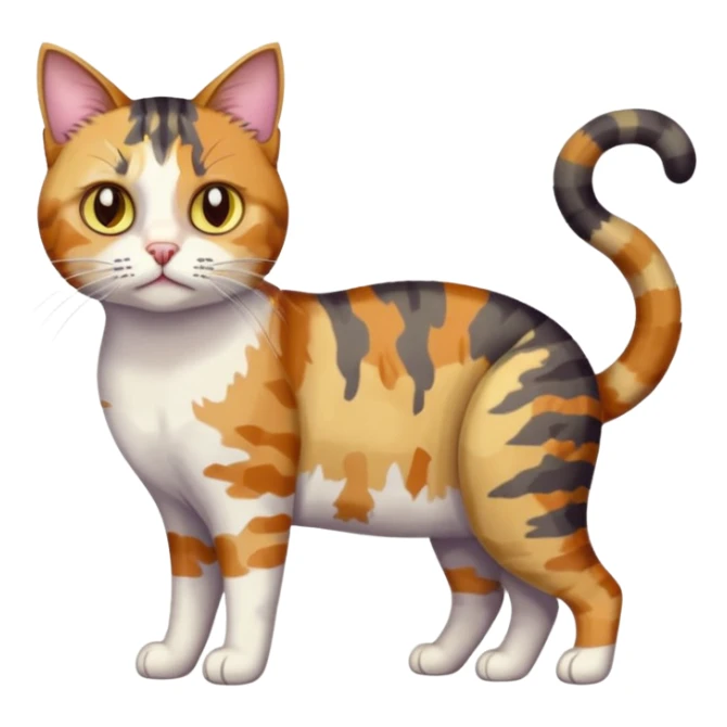 full body anxious looking colourful light patched calico tabby cat with hazel eyes sticker