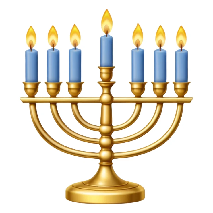 Gold Menorah with four candles on each side sticker