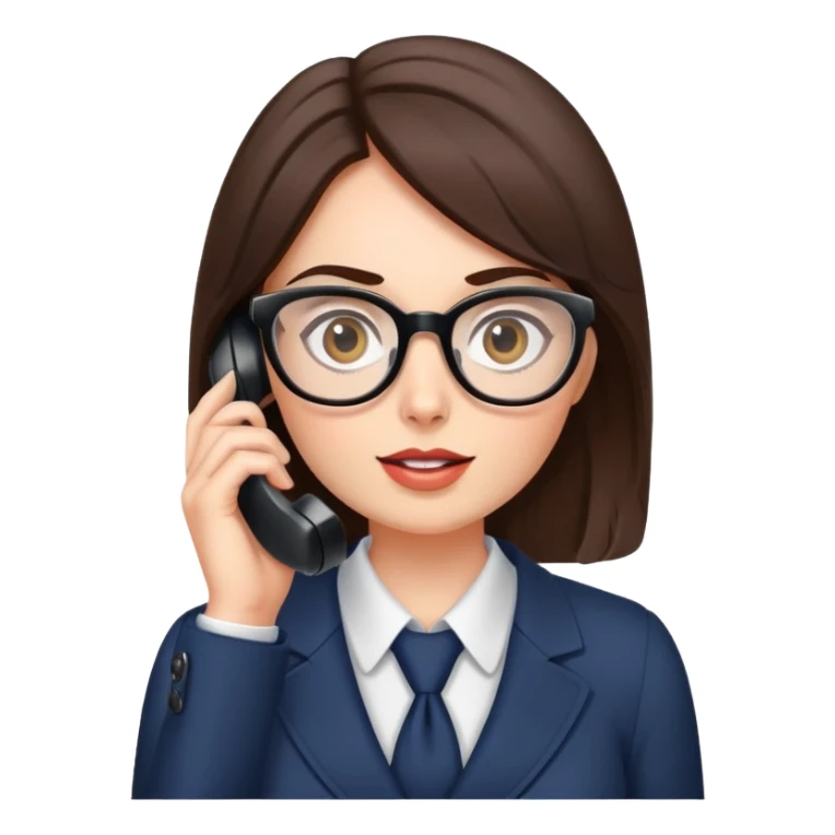 Brunette office lady with glasses bulging eyes talking on a phone  sticker