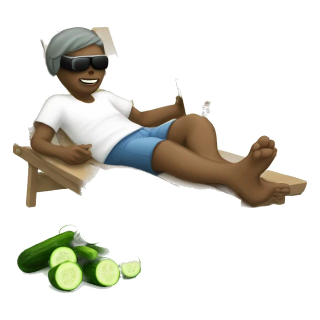 feet up relaxing with a drink and cucumbers over eyes sticker