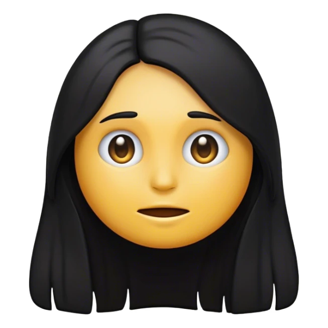 Emoji with long black hair covering half its face sticker
