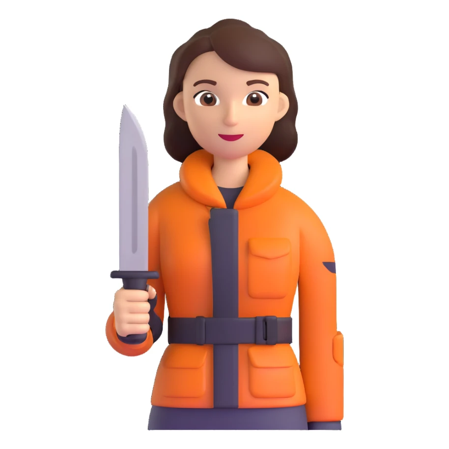 Outdoorsy woman with a survival knife sticker