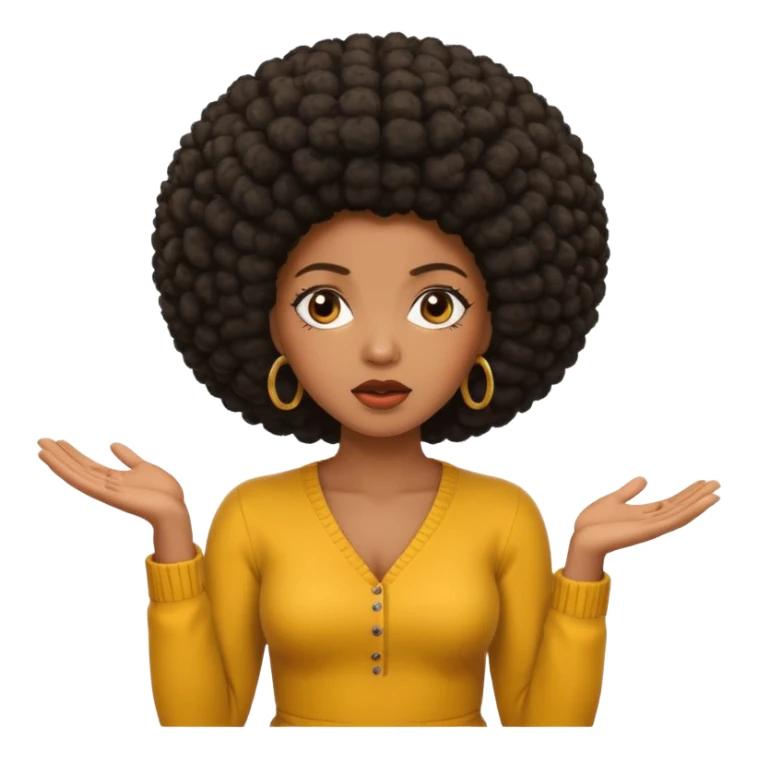 Black woman with an Afro shrugging sticker