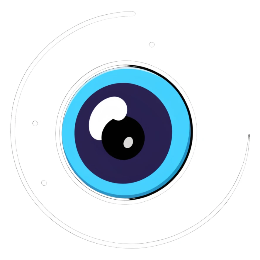 Cartoon eyeball with spiral dizzy effect and stars sticker