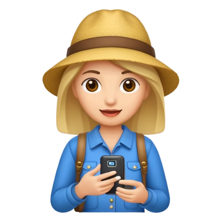 tourist woman holding phone sticker