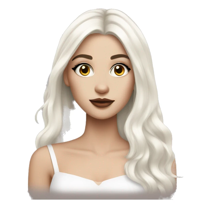 Luxury makeup white girl with long black hair  sticker