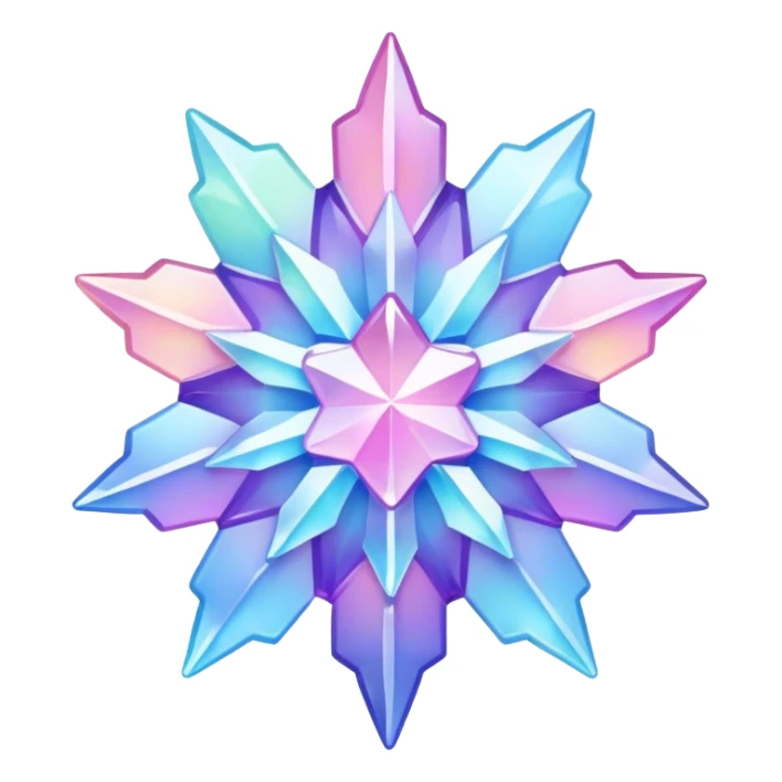 Gradient iridescent Pastel rainbow Pink violet blue crystal star snowflake  sticker