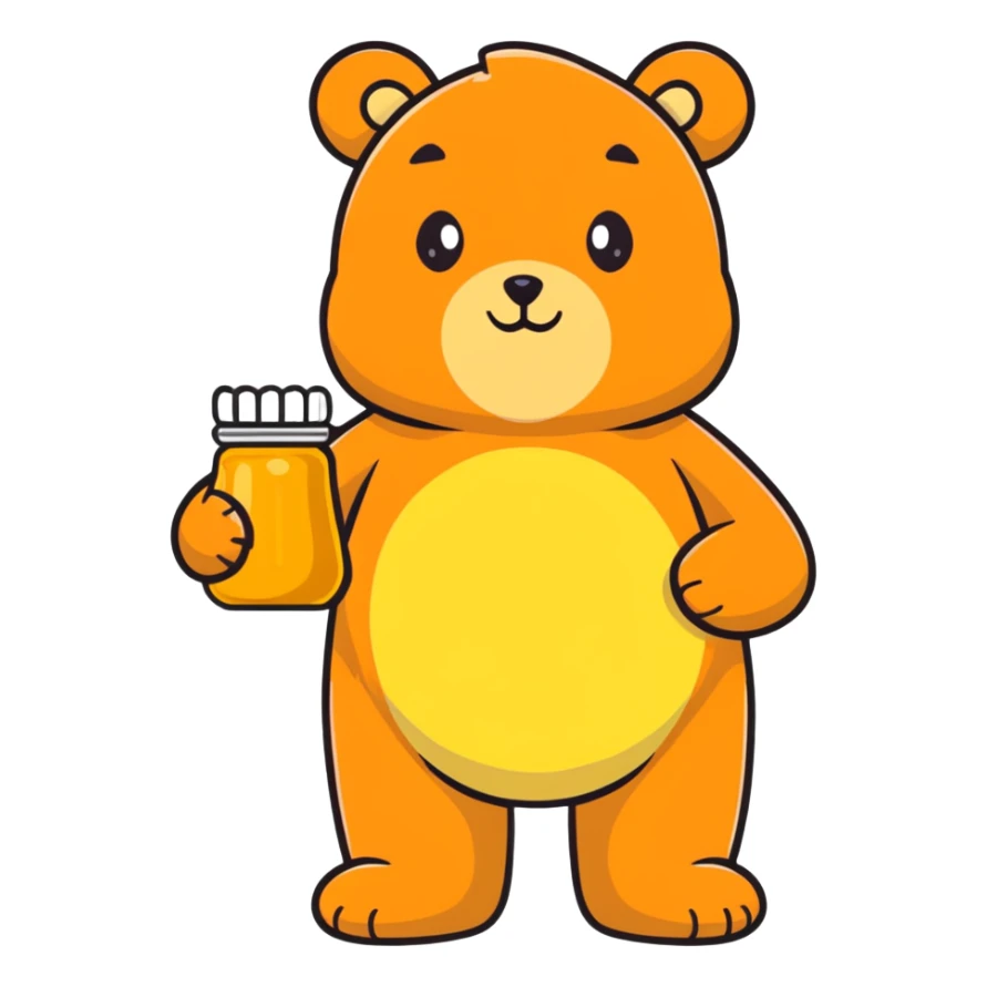 cute honey bear holding a honey pot sticker