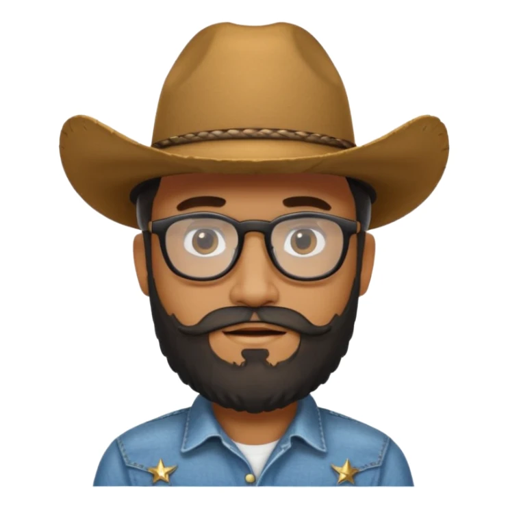 Man wearing a cow boy hat, beard and black glasses  sticker