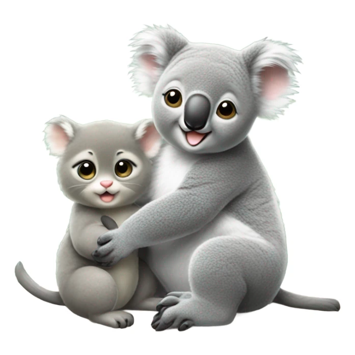 Baby Koala and a kitten holding hands  sticker