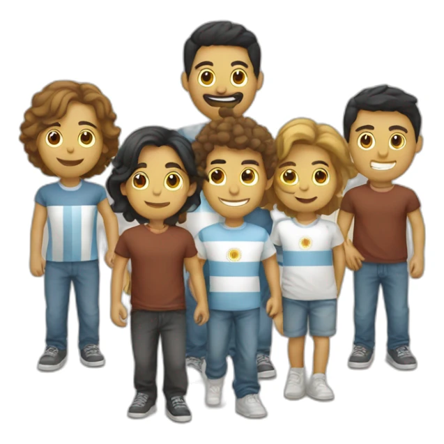 Grupo de amigos con remera de argentina sticker