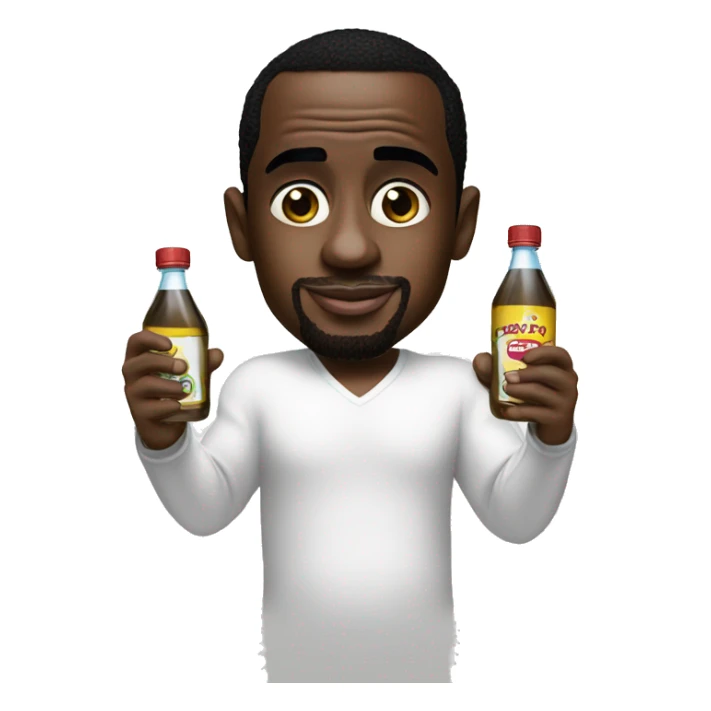 p. diddy holding 2 bottles of baby oil sticker