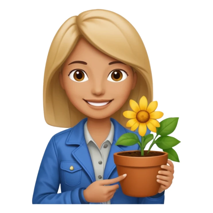 woman holding a flower pot in jacket sticker