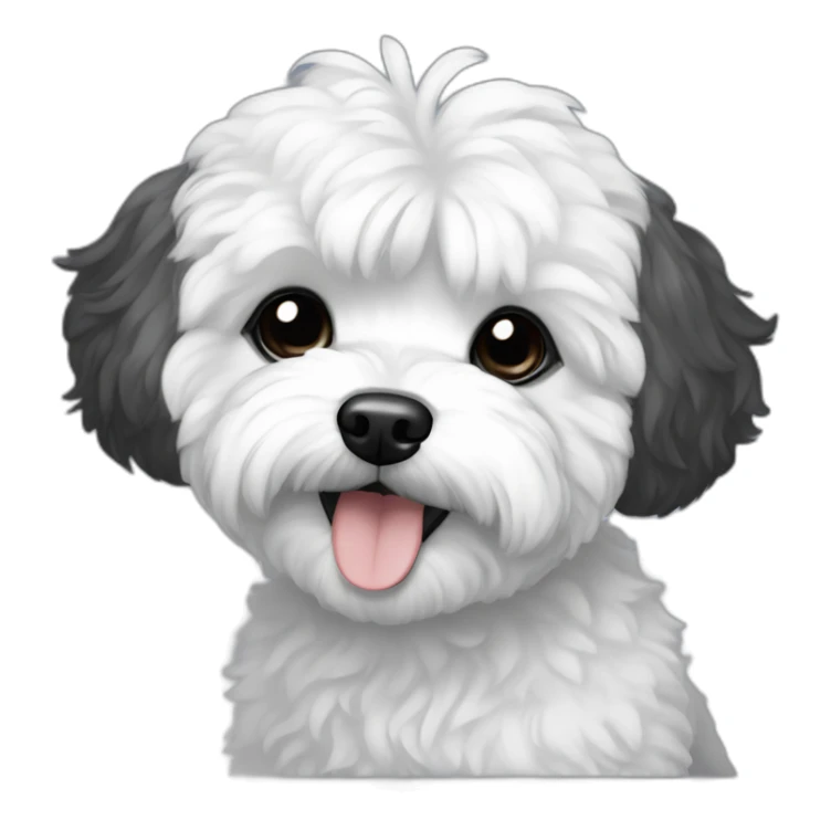 Maltipoo, black and white hair, anime style sticker