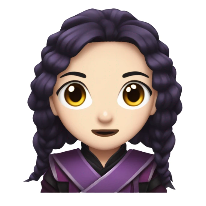 Purple nezuko from demon slayer, iOS emoji style art sticker