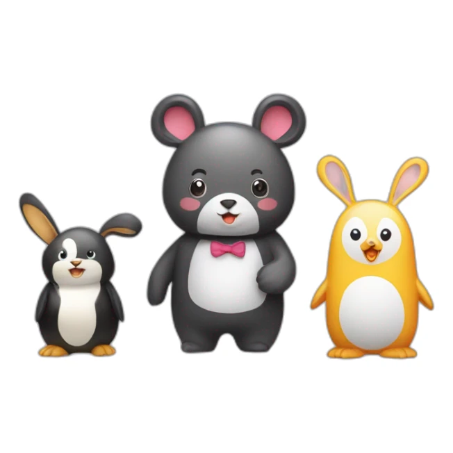 Bear in first place, penguin in second place and bunny in third place sticker