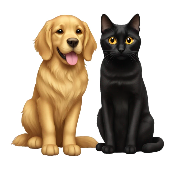 Black cat on golden retriver  sticker