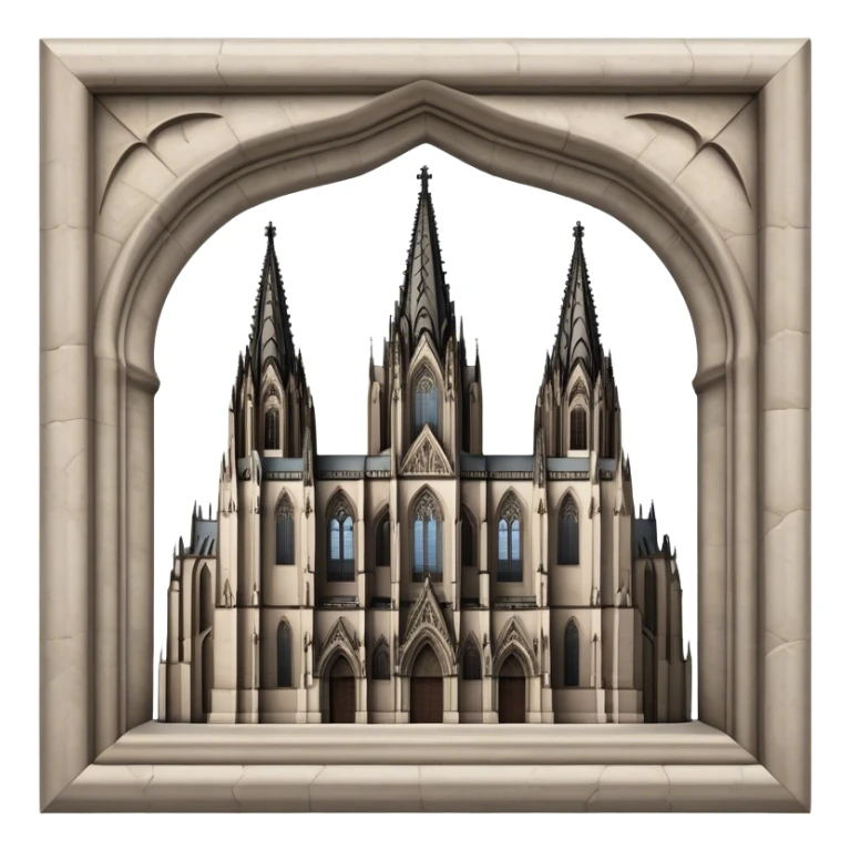 Cinematic Realistic Cologne Cathedral Landmark Emoji, showcasing Gothic architecture rendered with detailed stone textures and majestic, dynamic lighting. sticker