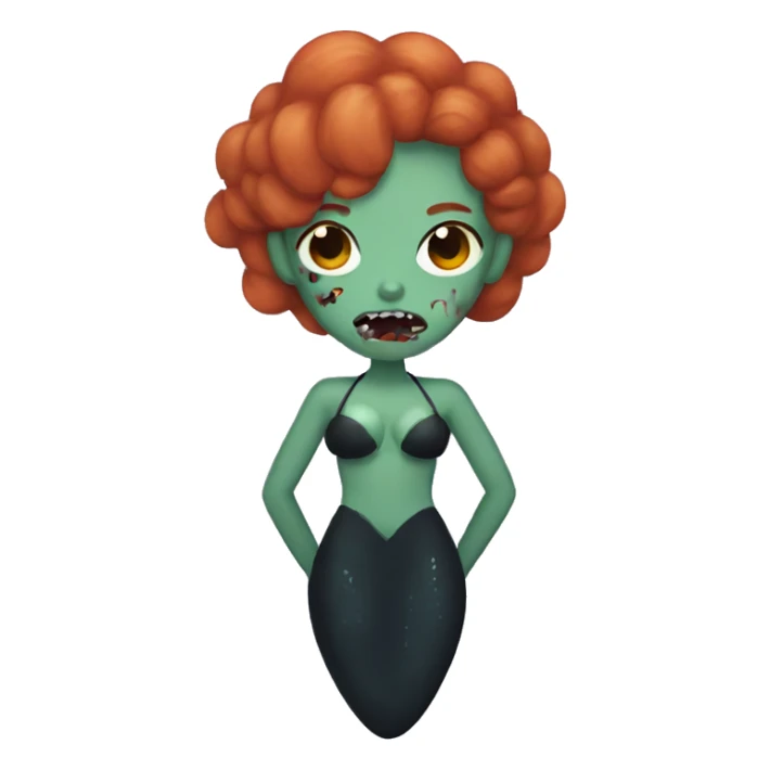 Black, ginger , non binary zombie vampire mermaid in style of apple emoji sticker