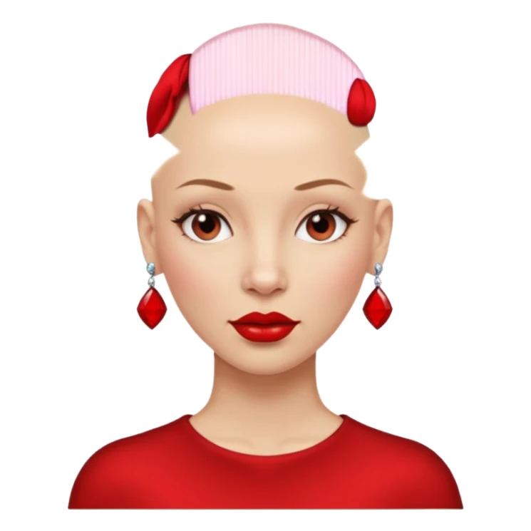 bald woman with red lips and big red earring sticker
