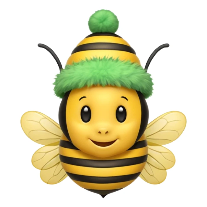 Bees with green Birthday Hat, Happy bee with striped party hat sticker