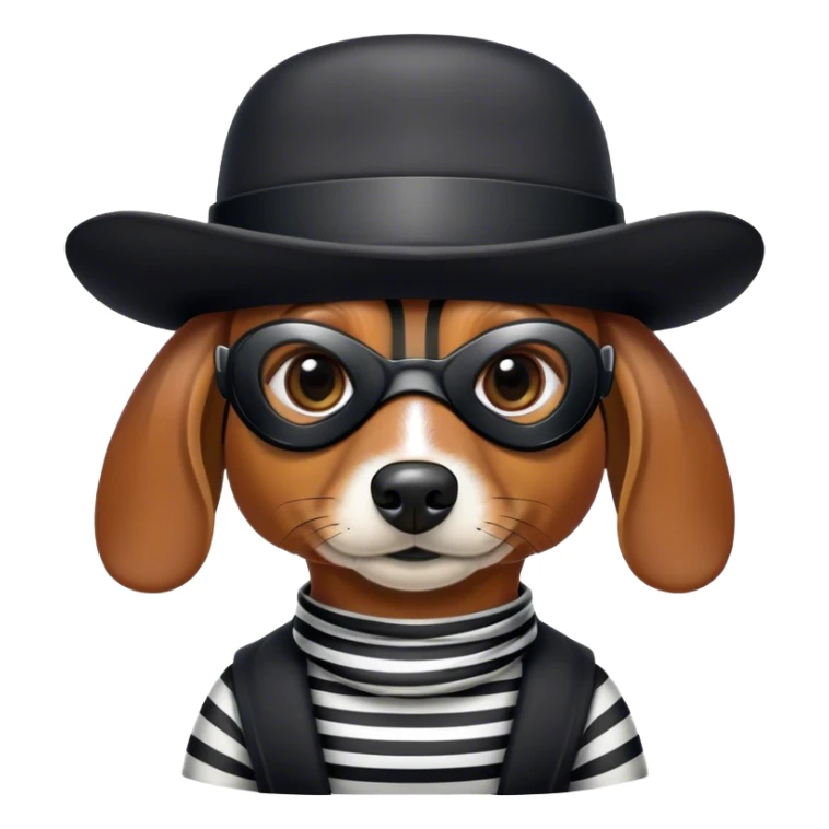 Dachshund dressed like a bank robber sticker
