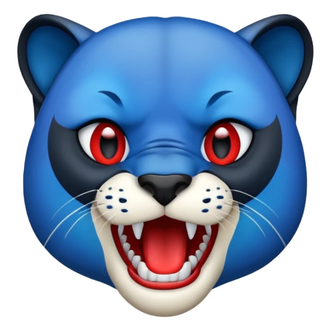 Half red half blue panther face with mouth open  sticker