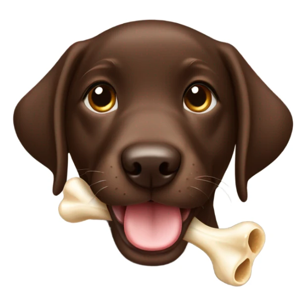 Chocolate lab puppy celebrating success with bone sticker