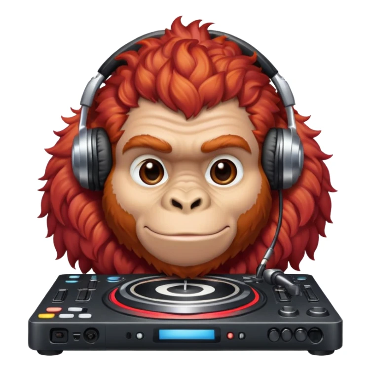 Dj Gorilla with red curly hair sticker