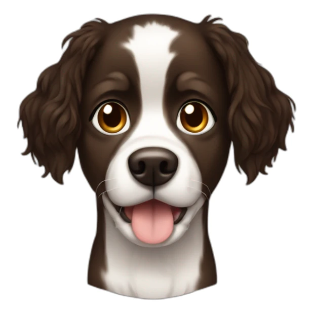 Graphic designer dark hair with brown white dog sticker