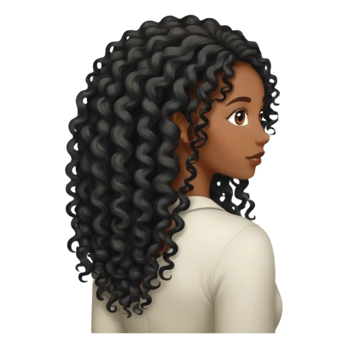 Black long curly hair lady from the back sticker