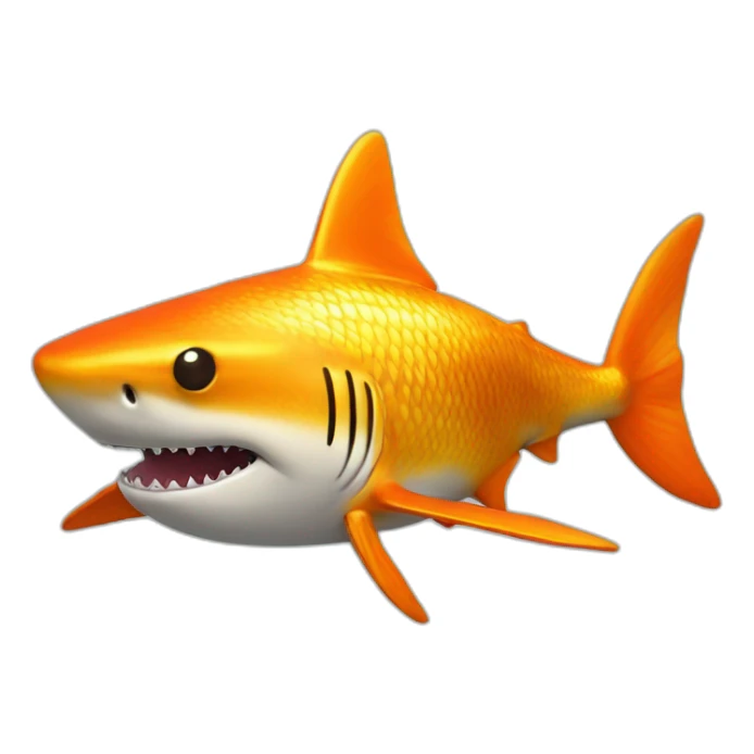 a shark head on top of a goldfish body sticker