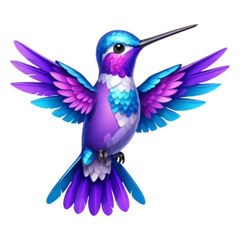 hummingbird with blue and purple with glitter sticker