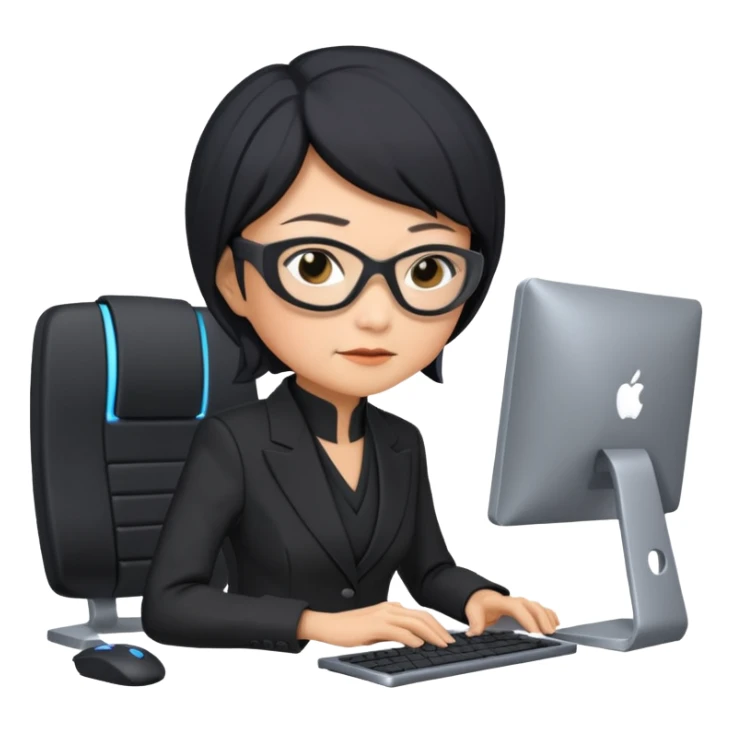 grandmother ninja working in GenAI sticker