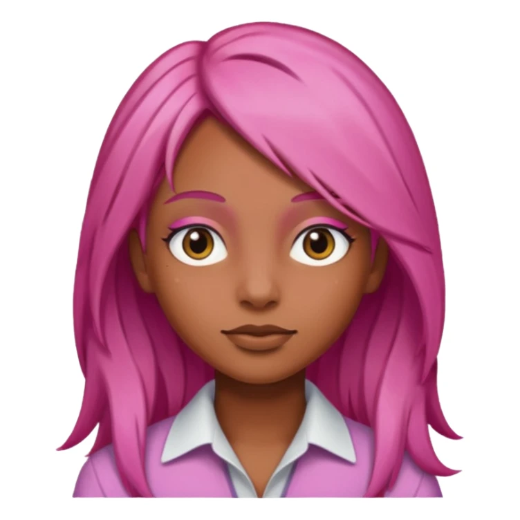 Cheveux rose lisse long peau marron sticker