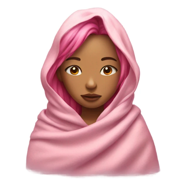 girl inside a blanket eyes closed pink hair sticker